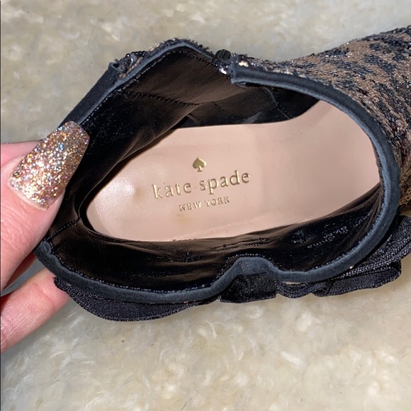 Kate Spade ♠️ black & gold Langley Bow Booties - Picture 8 of 8